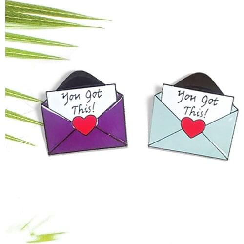 Love envelope metal pins romantic jewelry "YOU GET IT" lover contact men and women punk love badge custom enamel lapel brooch