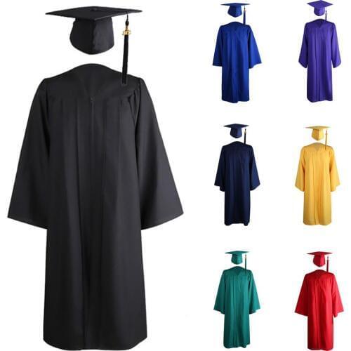 2020 Adult Zip Closure University Academic Graduation Gown Robe Mortar board Cap Loose graduation gown robe plus size s-2xl
