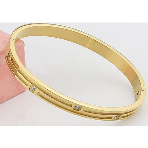 Fashion Hot Selling Stainless Steel Hollow Handmade Micro-Inlaid Hao Stone Bracelet Party Gift Love Bangle Jewelry Wholesale