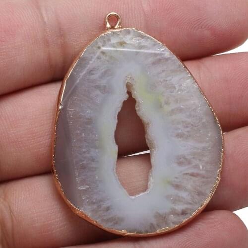 Natural Stone White Agats Necklace Pendants Water Drop Shape Agats Pendants for Jewelry Making DIY Necklace Size 30x40mm