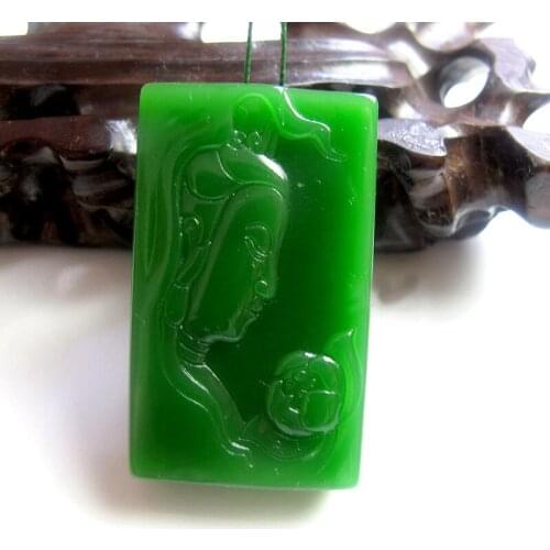 Natural Green Hand Carved Guanyin Jade Pendant Fashion Boutique Mens Guanyin Necklace Gift Accessories