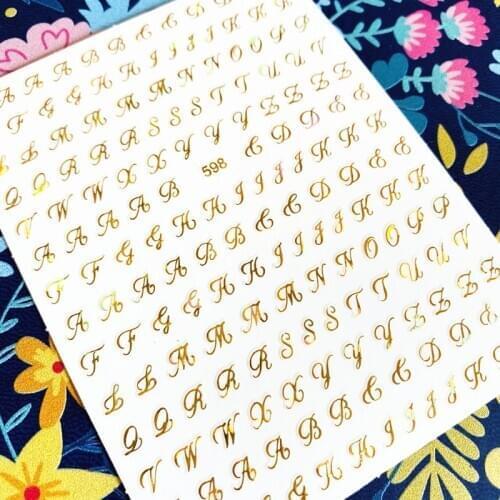 Newest Five-color English alphabet series 3d nail art sticker nail decal stamping export japan designs rhinestones decorations