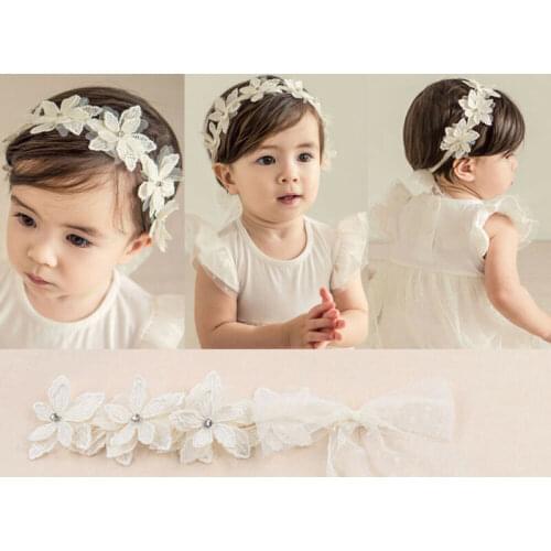 New Baby Girl Lace Flower Headband Infant Toddler Hair Bow Band Accessories