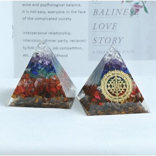 6cm Orgone Pyramid Amethyst Peridot Crystals And Stones Healing Natural Stones Modern Home Decoration Stones Room Decor