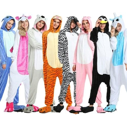 Anime Onesies Women Sleepwear Adults Long Sleeve Pajamas Cute Panda Unicorn Zebra Animal Onesies Children Kids Boys Girls Pijama