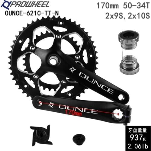 PROWHEEL Hollow Double Sprockets Road Bike OENCE-621 Crankset 110 BCD Sprocket Bottom Bracket 170mm 9s 10s