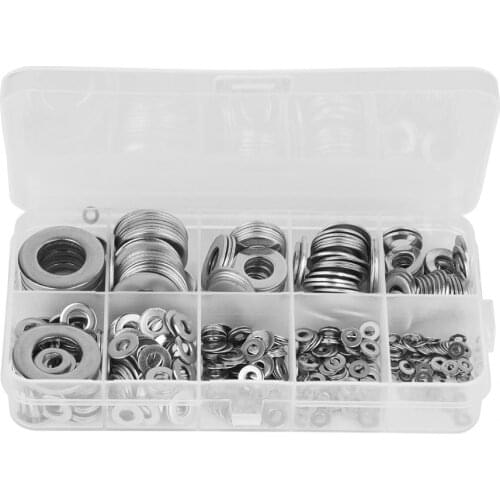 580pcs Stainless Steel Washer M2/M2.5/M3/M4/M5/M6/M8/M10/M12 Screw Nut Flat Gasket Flat Ring Gasket Sump Plug Oil Seal Fittings