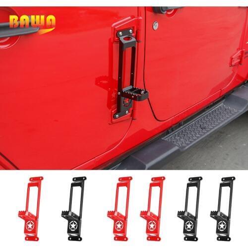 BAWA Foot Pegs Door Steps Door Hinge Foot Pedal for Jeep Wrangler JK JL 2007+ Steel Climbing Running Board Feet Plate