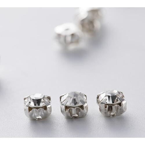 SS25(5mm) 720pcs Glass Silver Rhinestone Sewing On Clothes Wedding Dress DIY Rhinestones Decoration Sticker Sewing Accessories
