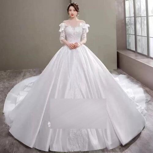 Wedding Dress Illusion Sequined Embroidery V-Neck Short Tulle Lace Off The Shoulder Backless Luxury White Women Bridal Gown G351