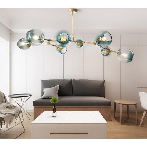 Postmodern LED chandelier Glass hanging lights Nordic suspension luminaires living room suspended lighting fixtures pendant lamp