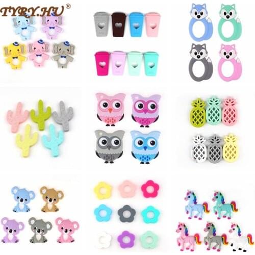 TYRY.HU 5pcs Baby Teether Silicone Beads Baby Teething Food Grade Silicone Teether DIY Necklace BPA Free Baby Products