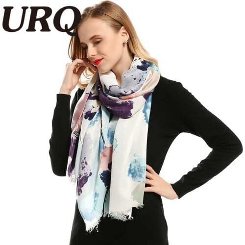 [URQ]Woman Long Viscose Scarf Chinese Style Design printing Soft Artist Painting Tassel Scarves Shawls Wraps V8017