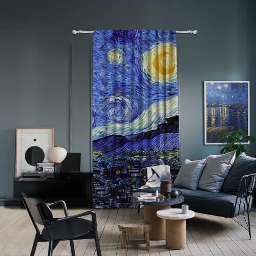 Vincent Van Gogh - Starry Night Panel 3,Window Curtain 1 panel,Blackout,Room darkering, custom size