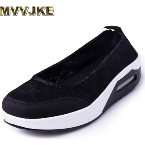 MVVJKE Summer Women Flat Platform Shoes Woman Casual Air Mesh Breathable Print Shoes Slip On Gray Fabric Shoes