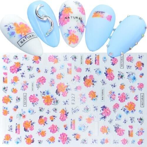 1 Sheet Flower Series Nails Stickers Sakura Natural Flowers Leaf Pattern Transfer Sticker Nail Art Decoration