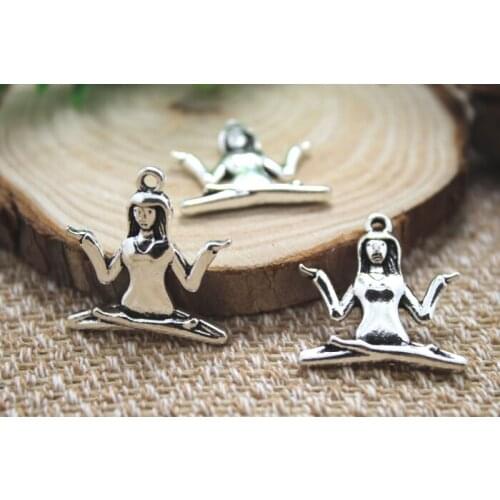 10pcs--Yoga Charms Antique Tibetan silver Mediation OM Charms pendants ,DIY Supplies 24mm x 24mm