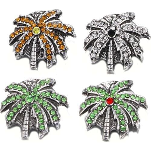 10PCS/lot New Beauty Rhinestone Coco tree 20MM snap buttons fit DIY snaps bracelets necklaces jewelry wholesale