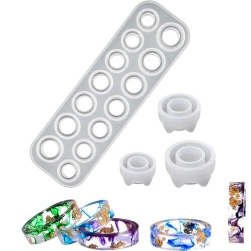 17 Cavities Rings Epoxy Resin Mold Necklace Pendant Earrings Silicone Mould DIY Crafts Jewelry Casting Tool