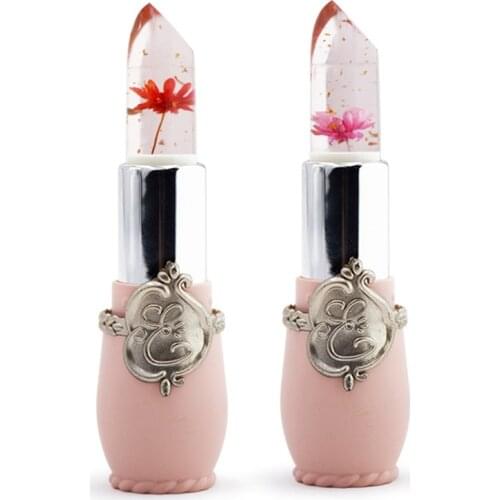 2pcs Crystal Jelly Lipstick ic Temperature Change Color Lip Balm Makeup - Light Pink & Red
