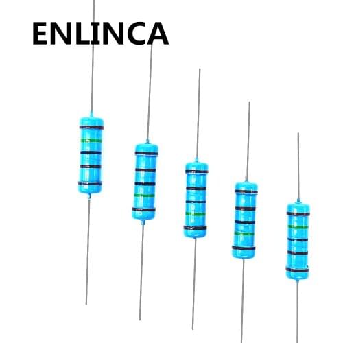 20PCS 1W Metal Film Resistor 1% Five-color Ring Power Resistor 0.1~1M 2 4.7 10R 47 100 220 360 470 1K 2.2K 10K 22K 4.7K 100K Ohm