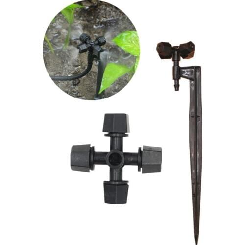 20cm Length Spike With Fogger Cross Misting Micro Nozzle Garden Drip Irrigation Watering Sprinkler Drip Fittings