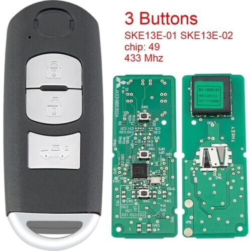 3 Buttons 433MHz Keyless Smart Remote Car Key Fob with ID49 Chip SKE13E-01 SKE13E-02 Fit for MAZDA CX-3 Axela CX-5 Atenza