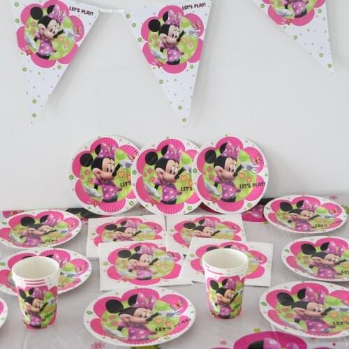 71Pcs/Lot MIinnie Mouse Disposable Tableware Theme Sets Kids Birthday Party Decoration Set Wedding Party Decor Supplies