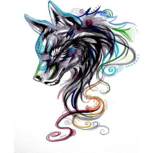 DasDecal Painted Tribal Wolf Car Sticker Decoration Waterproof Decal Laptop Truck Motorcycle Auto Accessories PVC,15cm*12cm