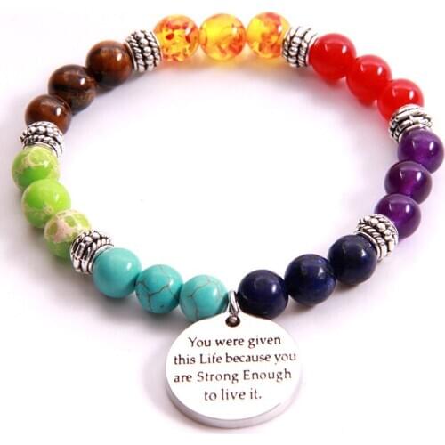 Chakras Beads You Were Given This Life Because You Are Stone Strand Bracelet Wristband for Women Men Bracelet Jewelry