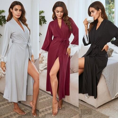 Women Long Wedding Bride Bridesmaid Robes Bride Elegant Sleepwear Sexy Lace Women Dressing Gown Bathrobe Bath Robe Sleep Lounge