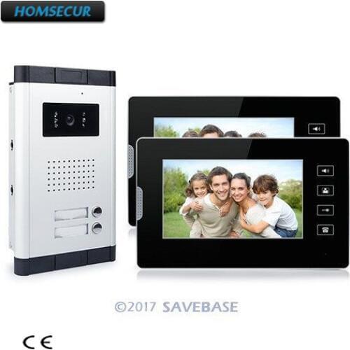 HOMSECUR 7" Apartment Video Intercom Doorbell System IR Camera Touch Key For 2 Families