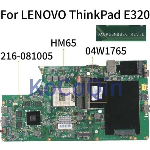 KoCoQin Laptop motherboard For LENOVO Edge E320 Mainboard 04W1765 DA0PS3MB8E0 HM65 216-081005