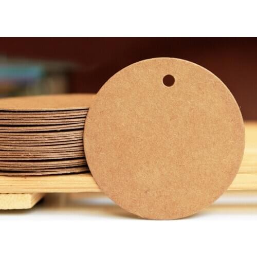 100pcs Round Kraft Paper Tag Blank DIY 3cm 3.5cm 4cm 4.5cm Handmade Sewing Tag Price Label Cards Wedding Party Decoration Tag