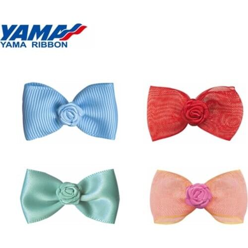 YAMA Ribbons Bow with Rose Flower Width 40mm±3mm 200pcs/bag Ribbon for Grils Headwear DIY Accessories Wedding Decoration Crafts