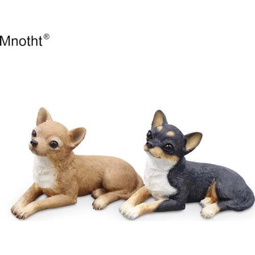 Mnotht 1/6 Mini Ji Wawa Dog Simulation Dog Model Car Decoration Resin Scene Accessory Toy for Action Figure Gift Collection m5n