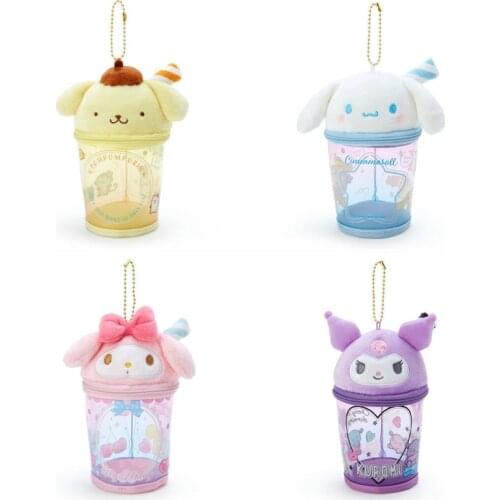 Cartoon Kawali Kuromi My Melody Cinnamoroll Charmmy Pompom Purin Cute Soft Stuffed Plush Cup Pvc Bag Pendant Kids Toys Gift