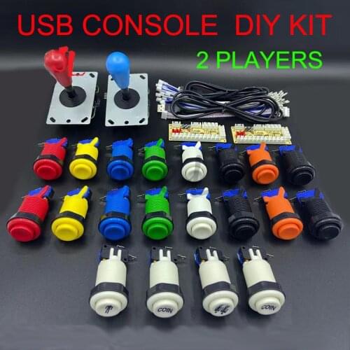 DIY Arcade Game Kit Zero Delay Board USB Encoder To PC Raspberry Pi 8 WAY Happ Style 5Pin Joystick Control 2 Player Push Buttons