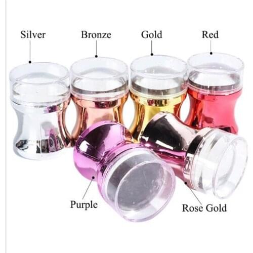 New 100set/lot 3pcs Silicone Nail Stamper Scraper Set Metallic Handle Nail Art Stamp Stamping Polish Print Manicure Image Plate