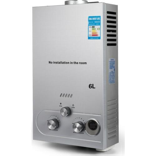 6L LNG Water Heater Gas Propane Instantaneous Water Heater Tankless Instant Boiler with Shower Head and LCD Display