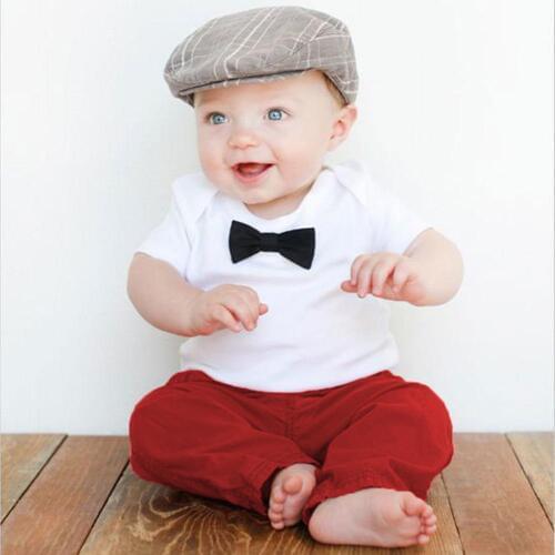 Baby Boys Clothes 2pcs Set 6-24 Month Kids Bow T-shirt Pants Newborn Gentleman Clothing Set Childrens Birthdayt Party Costume