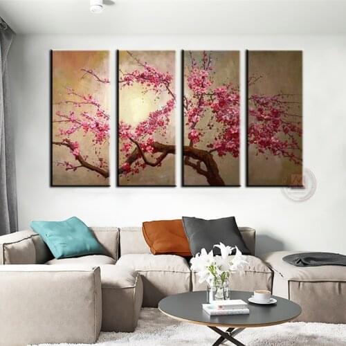 Landscape Abstract Art oil on canvas for living room pink flower pictures decorativas horizontals canvas painting modern