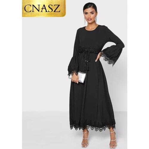 Elid Long Sleeve Dress For Ladies New Elegant Silky Print Pleated Maxi Satin Dresses Wrap Waist Fashion Women Musulman Ensembles