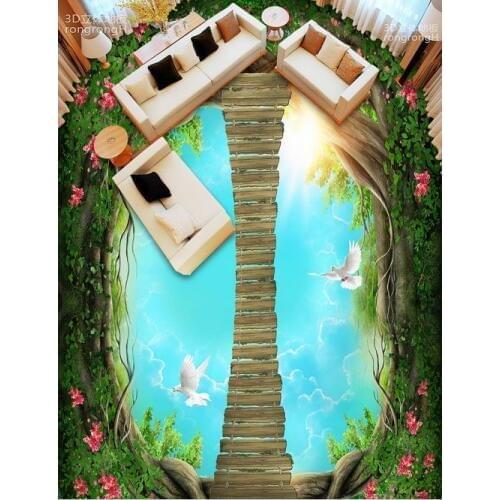 Custom vinyl flooring bathroom mural Coral reef fish 3d pvc flooring waterproof murals wallpaper vinyl flooring adhesives