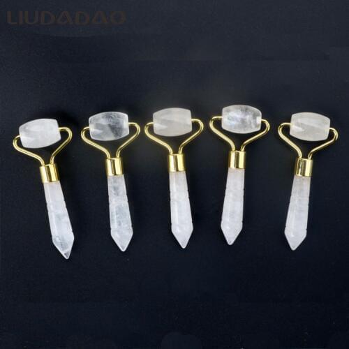 Clear Crystal Facial Rollers Smooth Real Stone Face Massager Women Tools Beauty Relax Face Lift Roller Massage Tools