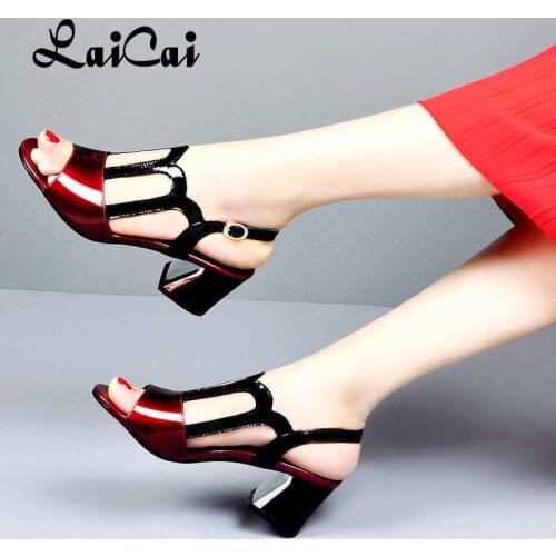 Soft Leather Sandals Womens Shoes Comfortable ins Chunky Mid Heel Womens Summer New All-Match Peep Toe Woman Sandal