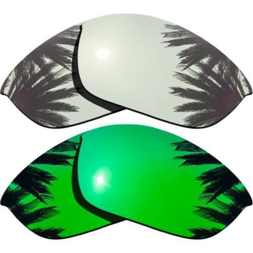 Silver Mirrored & Green Mirrored Polarized Replacement Lenses for Half Jacket 2.0 Frame 100% UVA & UVB