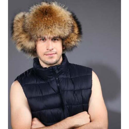 Real fox fur hat male winter raccoon fur hat thermal fashion fur cap