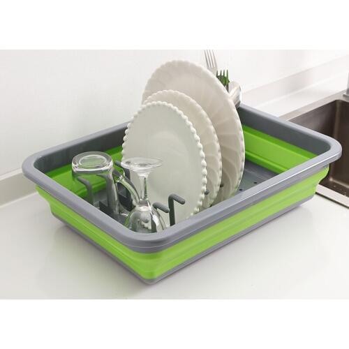 Folding DIY Silicone Dish Rack Kitchen Storage Rack Cups Bowl Stand Drainer Drying Rack Home Organizer Kitchen Sink Organizer