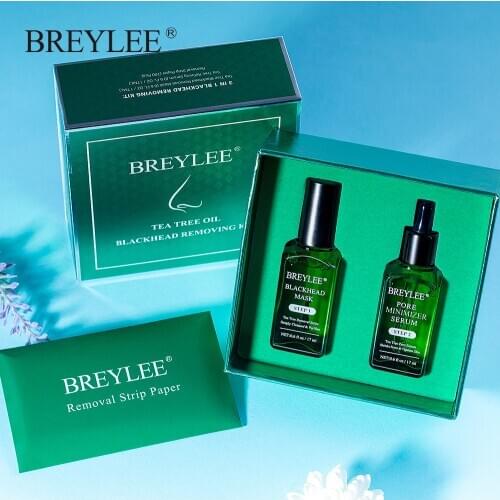 BREYLEE Blackhead Remover Black Mask Skin Care Anti Acne Treatment Peel Off Facial Mask Pore Refining Serum Shrinks Pore Kit